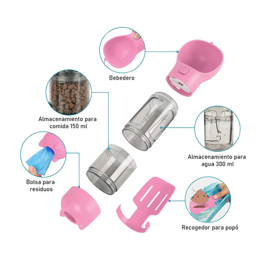 🌟 AquaPet Go: Botella Portátil 4 en 1 para Mascotas 🌟